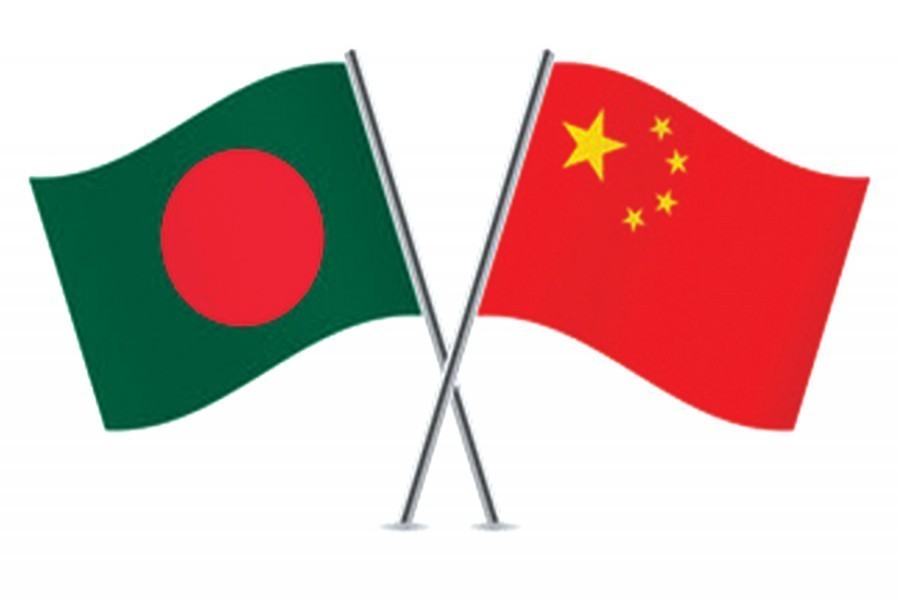 Flags of Bangladesh and India are seen cross-pinned in this collected photo symbolising friendship between the two nations