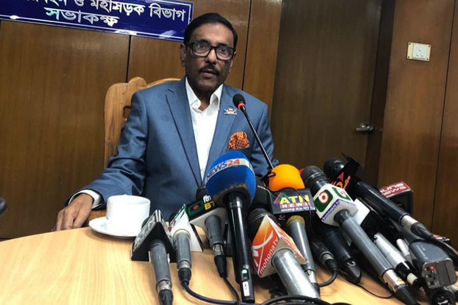 Road, Transport and Bridges Minister Obaidul Quader talks to reporters at the Secretariat on Monday, Sept 23, 2019 (Photo: UNB)