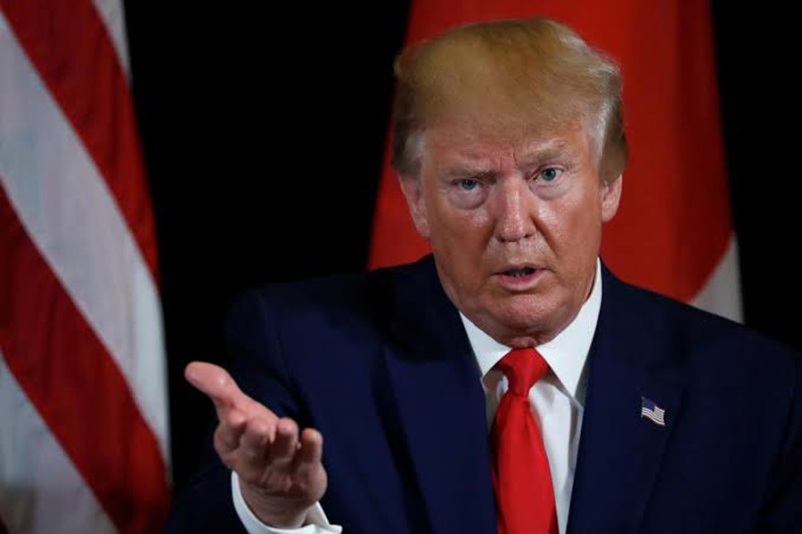 US President Donald Trump speaks during a bilateral meeting with Japan's Prime Minister Shinzo Abe on the sidelines of the 74th session of the United Nations General Assembly (UNGA) in New York City, New York, US, September 25, 2019. Reuters