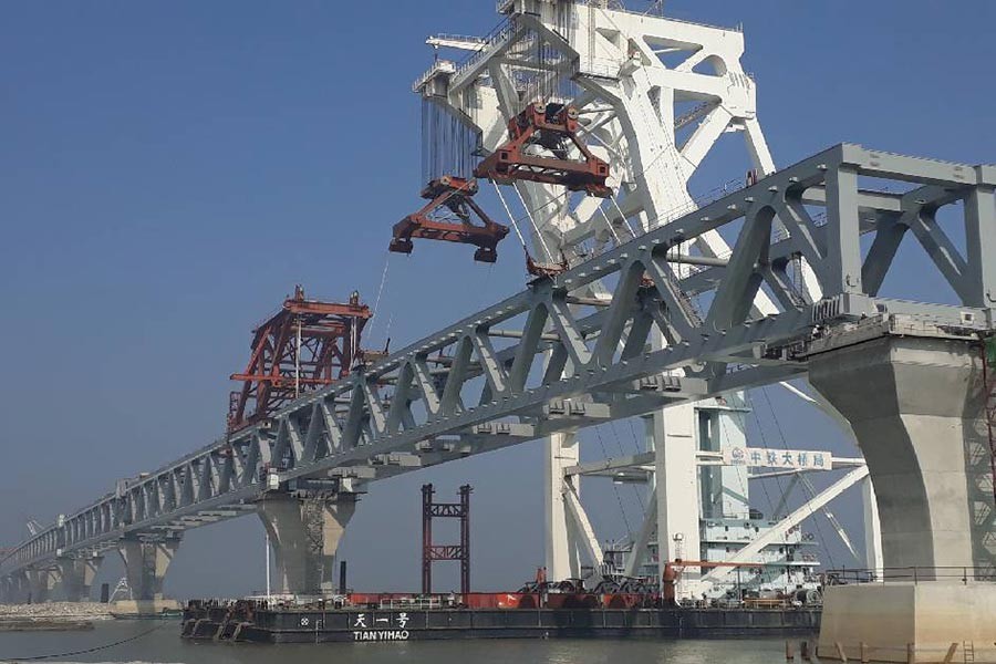Almost half of Padma Bridge now visible