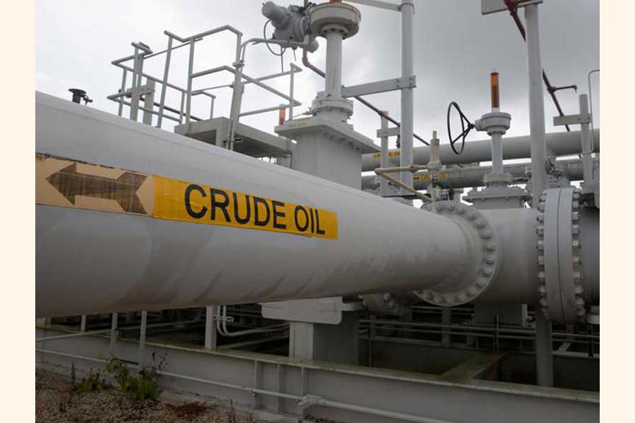A maze of crude oil pipes and valves pictured during a tour by the Department of Energy at the Strategic Petroleum Reserve in Freeport, Texas — Reuters