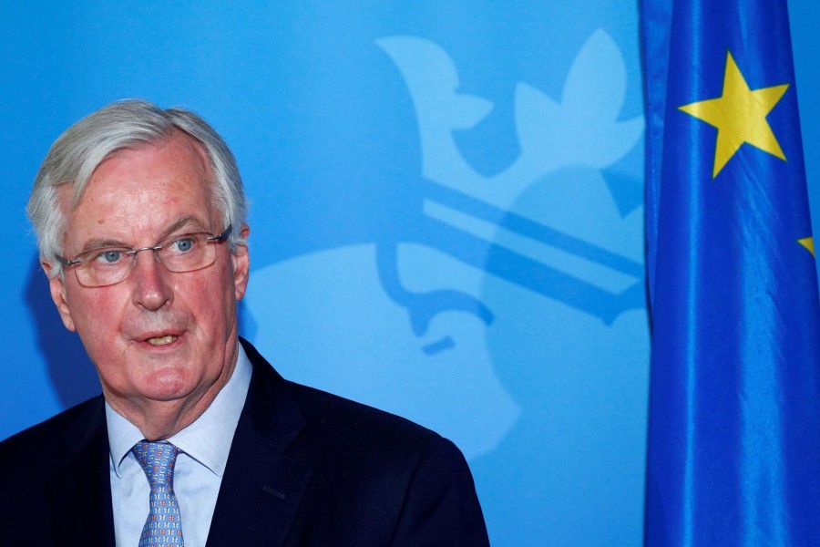 European Union's chief Brexit negotiator Michel Barnier and Luxembourg's prime minister Xavier Bettel (not pictured) hold a joint news conference in Luxembourg, February 10, 2020. Reuters/Files