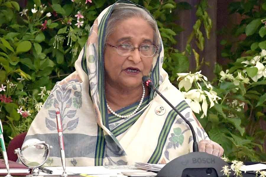 Prime Minister Sheikh Hasina addressing the inaugural event of the Armed Forces Selection Board-2020 through a videoconference from Ganabhaban on Monday –PID Photo