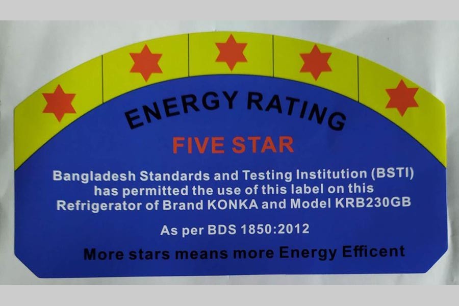 BSTI gives approval to put 5-star Energy Rating Label on Konka refrigerators, freezers
