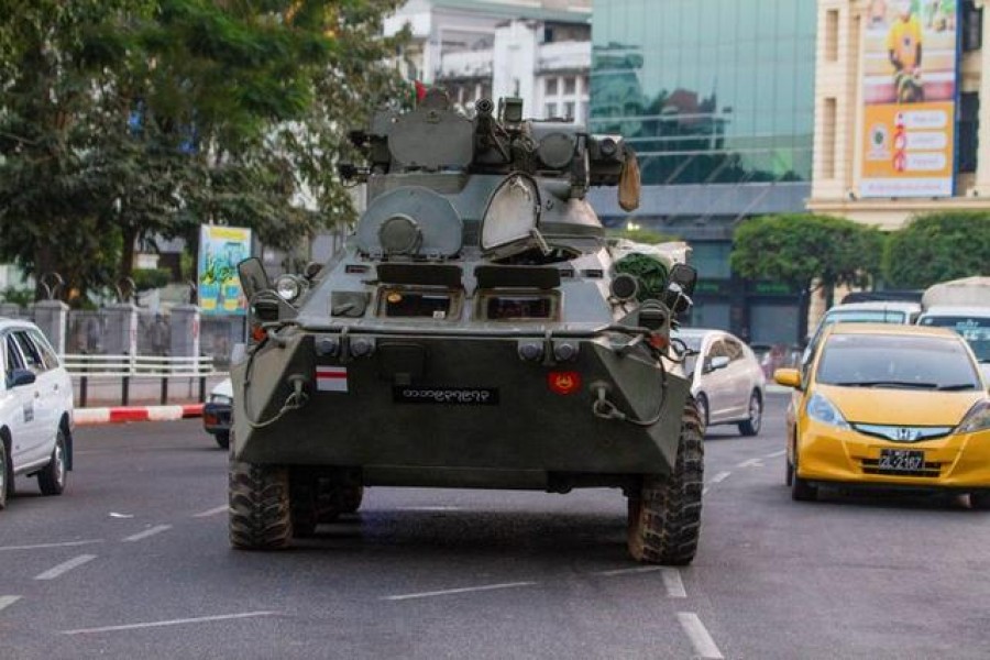 Armoured vehicles deployed to major Myanmar cities