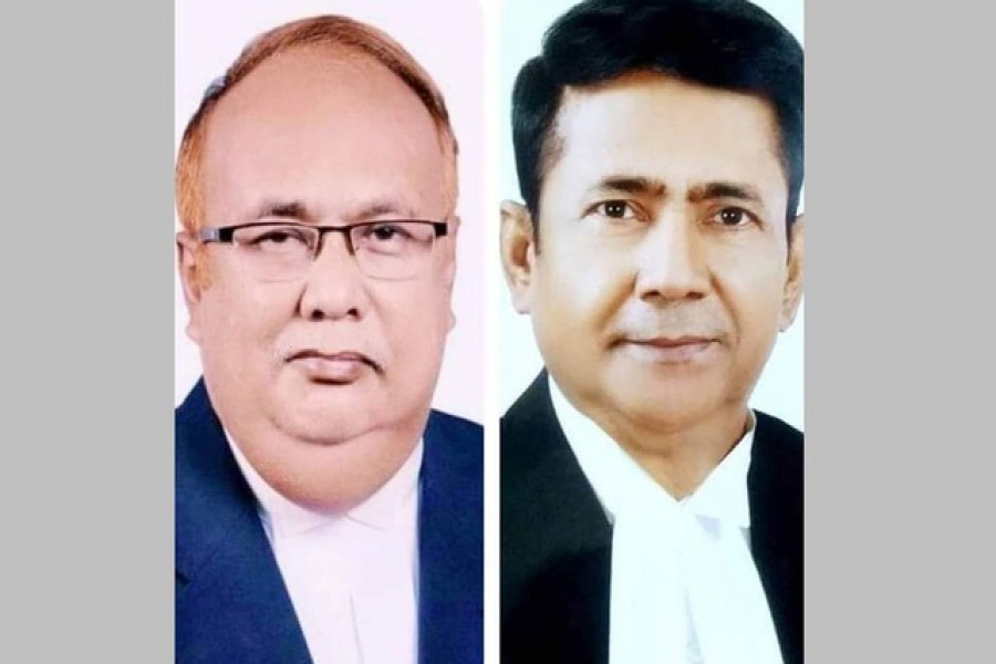 ঢাকা আইনজীবী সমিতিতে নবনির্বাচিত সভাপতি মাহবুবুর রহমান (বাঁয়ে) ও সাধারণ সম্পাদক মো. ফিরোজুর রহমান (মন্টু)।