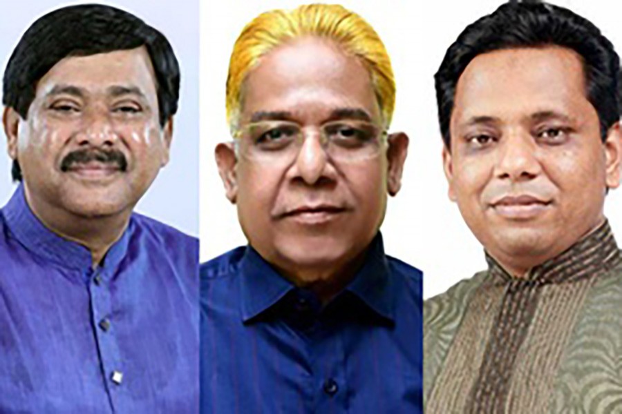 বাম থেকে মনিরুল হক সাক্কু, আরফানুল হক রিফাত ও নিজাম উদ্দিন কায়সার