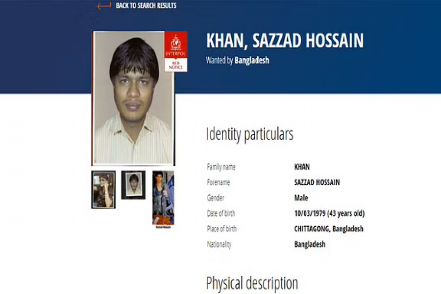 ইন্টারপোলে এখনও রয়েছে সাজ্জাদ হোসেনের নামে ‘রেড নোটিস’।ছবি: ইন্টারপোল