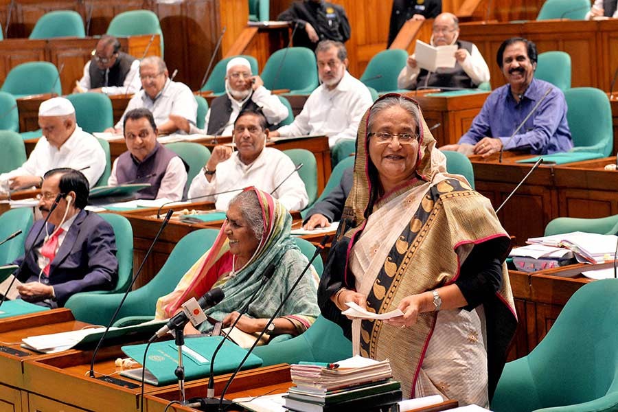 Prime Minister Sheikh Hasina addresses at the parliament on Wednesday during PM’s question-answer session. -Focus Bangla Photo