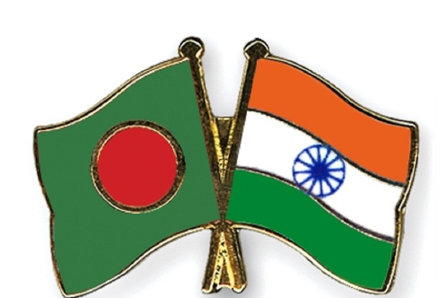 Bangladesh and India flags are seen cross-pinned symbolising friendship between the two nations. Photo: Internet