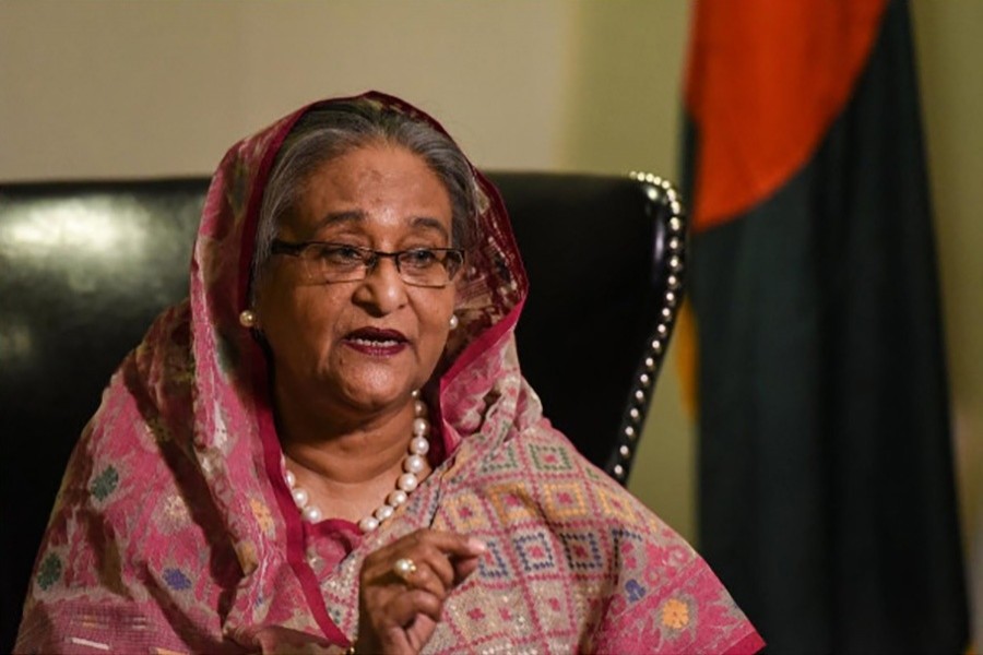 Prime Minister Sheikh Hasina speaks with a reporter during the United Nations General Assembly in New York City, US on Monday. - Reuters photo