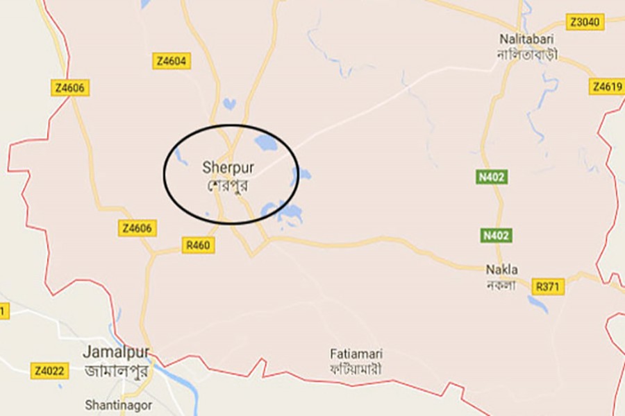 Google map showing Sherpur district