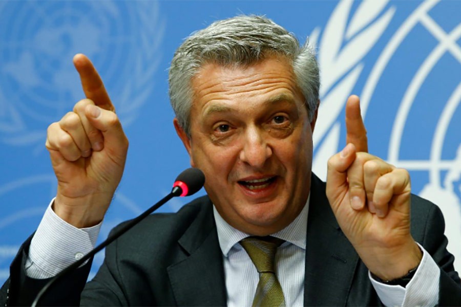 UN High Commissioner for Refugees Filippo Grandi attends a news conference on Myanmar at the United Nations in Geneva, Switzerland on Wednesday. -Reuters Photo