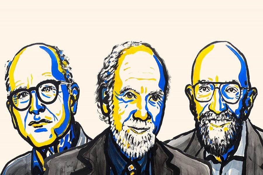 Rainer Weiss, Barry Barish and Kip Thorne, winners of the Nobel prize in physics for 2017. Photograph: NobelPrize.org