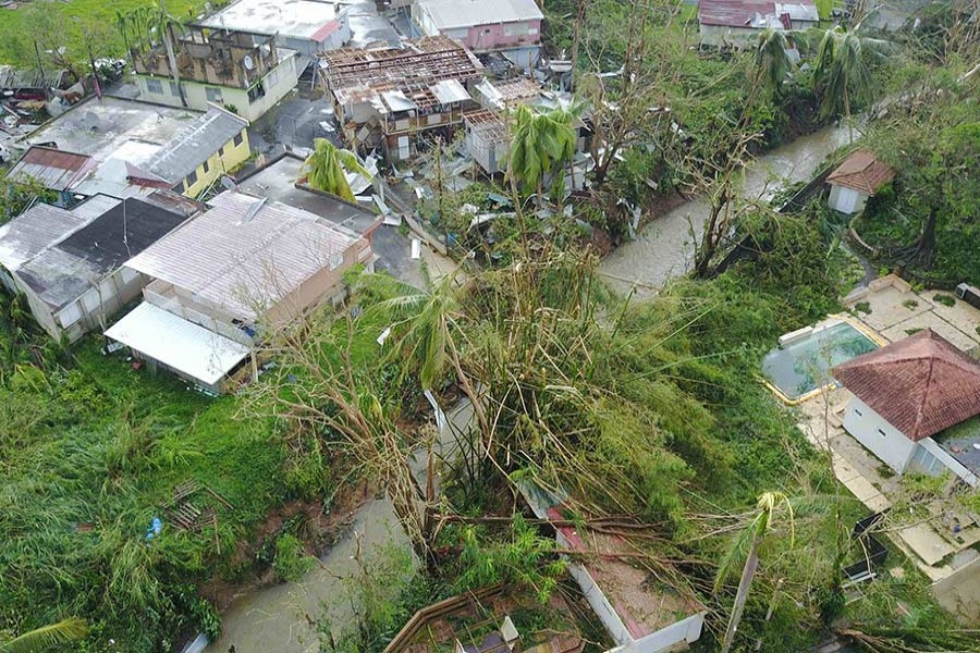 An aerial photo shows damage caused by Hurricane Maria in San Juan, Puerto Rico, September 27 last. - Reuters photo