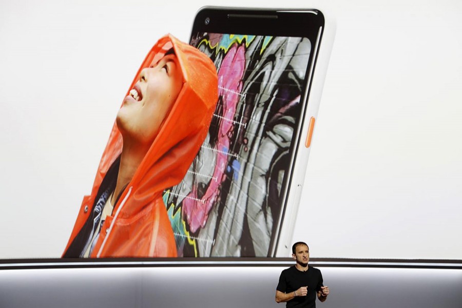 Mario Queiroz, Vice President of Product Management at Google, speaks about the Pixel 2 phone during a launch event in San Francisco, California, US on Wednesday. - Reuters photo