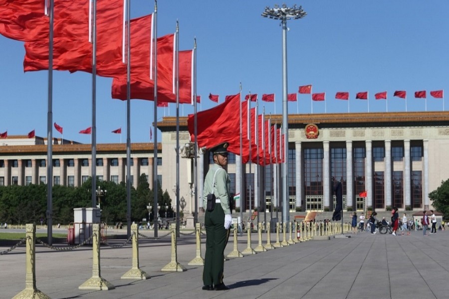 Chinese flags flutter at Tiananmen Square in Beijing, China May 13, 2017. Reuters