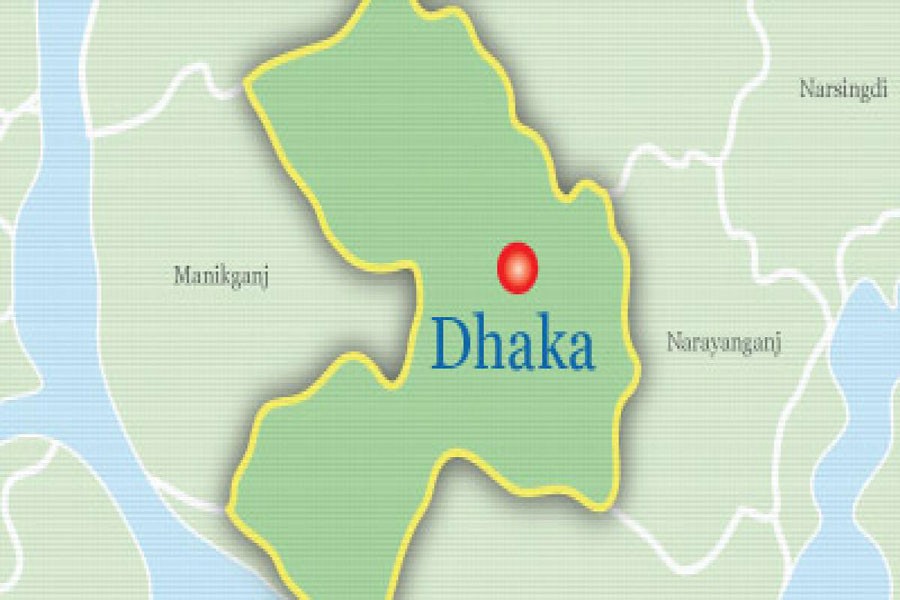 Google map showing Dhaka district.