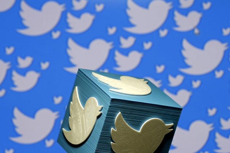 A 3D-printed logo for Twitter is seen in this picture illustration made in Zenica, Bosnia and Herzegovina on January 26, 2016. (REUTERS file photo)