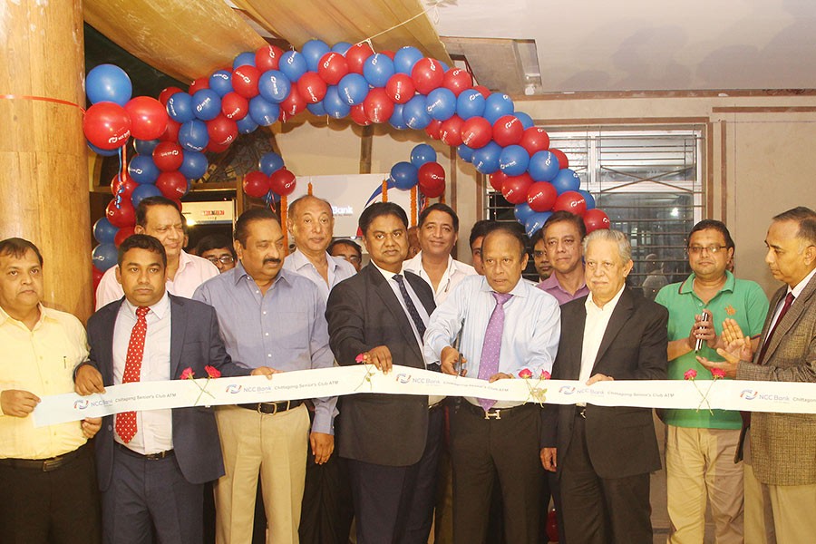 SM Abu Mohsin, Director & Chairman of the Executive Committee of NCC Bank, inaugurates the ATM booth at Chittagong Seniors’ Club Limited.