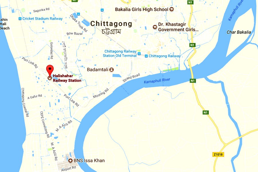 Google map showing Chittagong division