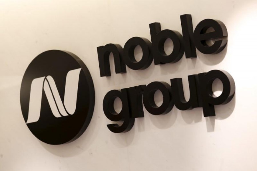 The company logo of Noble Group is displayed at its office in Hong Kong, China.                          --Reuters