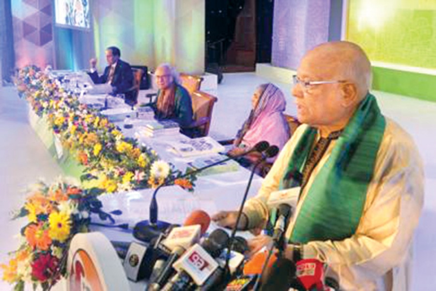 Finance Minister AMA Muhith inaugurated the six-day 'Development Fair' of Palli Karma Sahayak Foundation's (PKSF) in Dhaka Sunday. 	— BSS photo