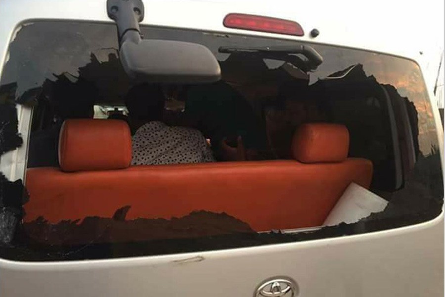 One of the vehicles damaged during Saturday's attack. Photo courtesy: BNP