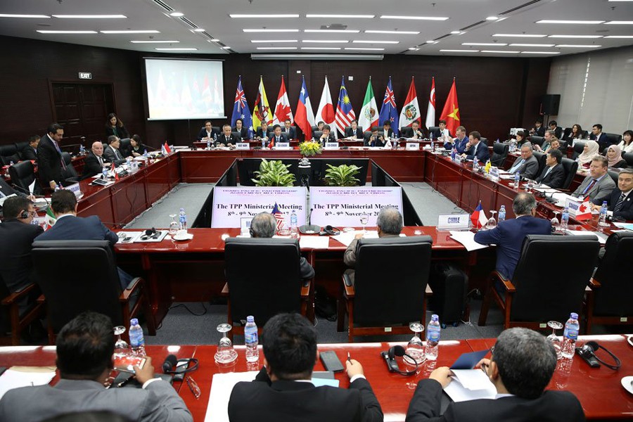 Trade ministers and delegates attend the TPP Ministerial Meeting during the APEC 2017 in Da Nang, Vietnam on Thursday. 	— Reuters