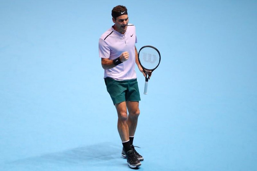 Switzerland's Roger Federer reacts during his group stage match against Germany's Alexander Zverev. - Reuters photo