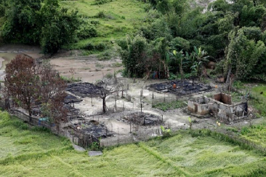 Aerial view of a burned Rohingya village near Maungdaw, north of Rakhine state, Myanmar September 27, 2017. Reuters/File Photo