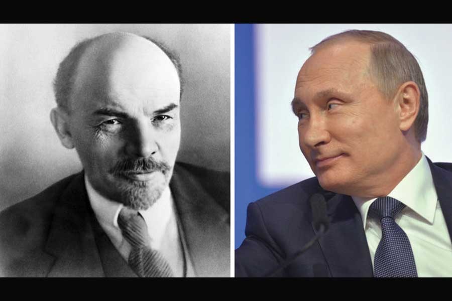 LENIN (LEFT) & PUTIN: "Vladimir Ilyich Lenin transformed tsarist Russia into a communist Soviet Union, just as Vladmir Putin is shifting the country's glasnost/perestroika era towards hallmark tsarist practices."