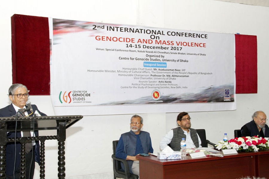 The conference, ‘Genocide and Mass Violence’, in progress at Senate Bhaban Auditorium of Dhaka University (DU).