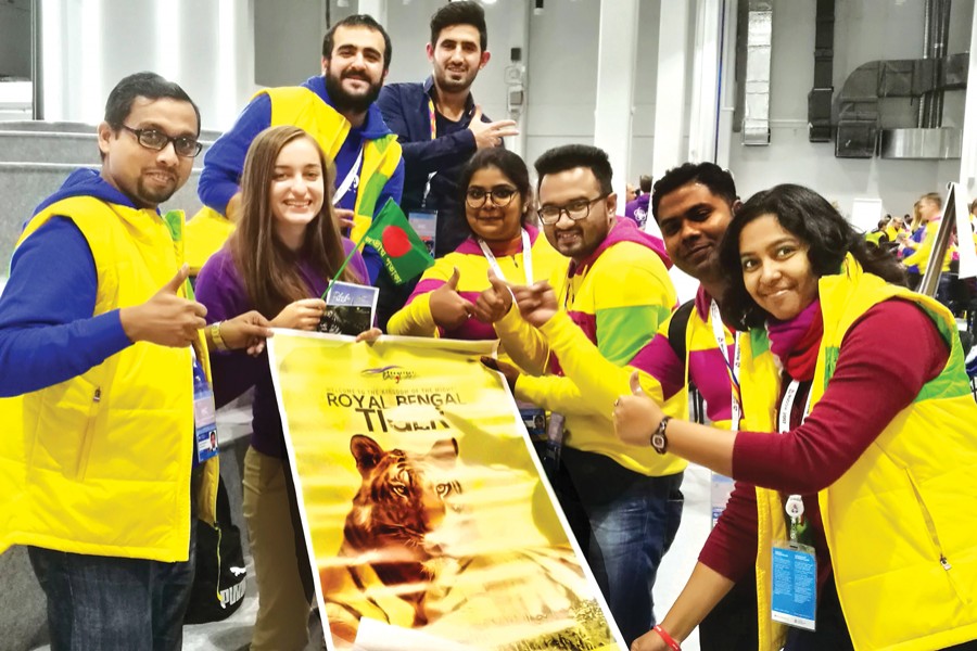 Bangladeshi participants including the writer (extreme right) at the World Festival of Youth and Students (WFYS) 2017 held in Sochi