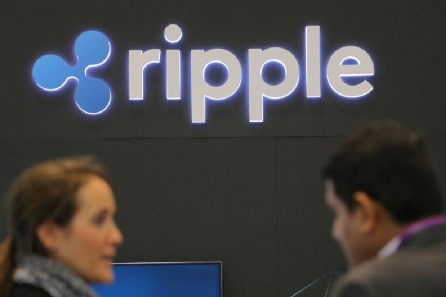 The logo of blockchain company Ripple is seen at the SIBOS banking and financial conference in Toronto, Ontario, Canada October 19, 2017. Reuters