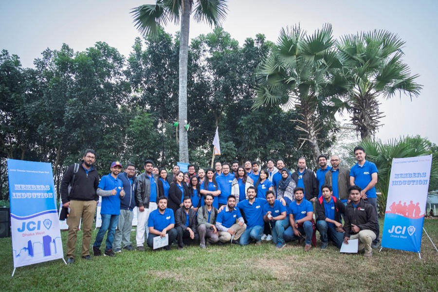 Members of Junior Chamber International (JCI) Dhaka West Chapter at the  induction ceremony in Gazipur