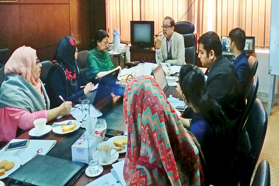 Md Saiful Islam, President of LFMEAB addressing the meeting held between BUILD (Business Initiative Leading Development and LFMEAB (Leathergoods and Footwear Manufacturers & Exporters Association of Bangladesh) at LFMEAB office in the city.