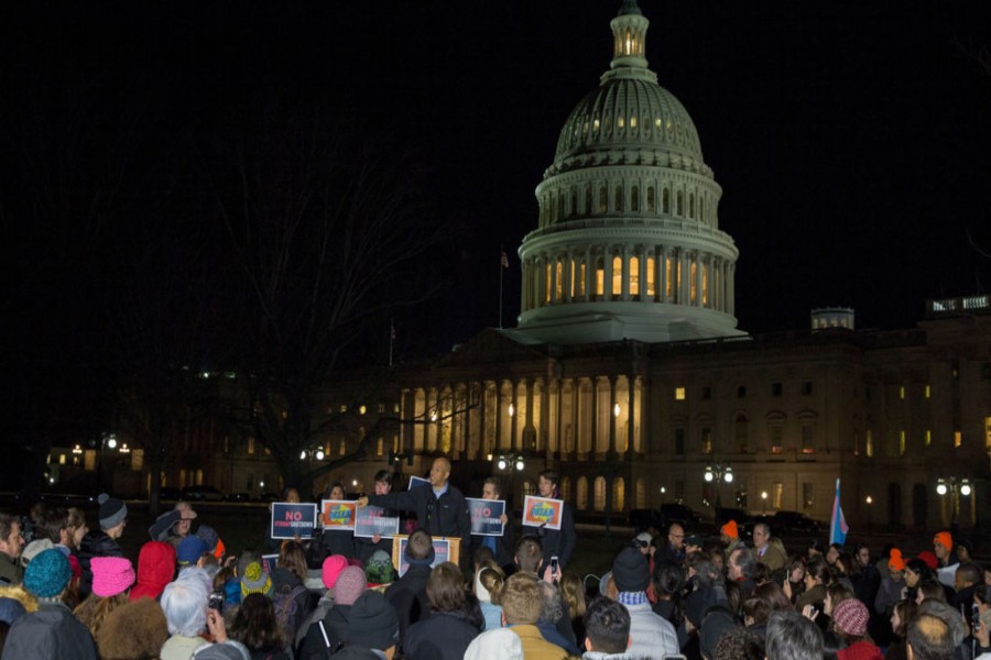 The US Capitol building is lit at dusk ahead of planned votes on tax reform. Reuters