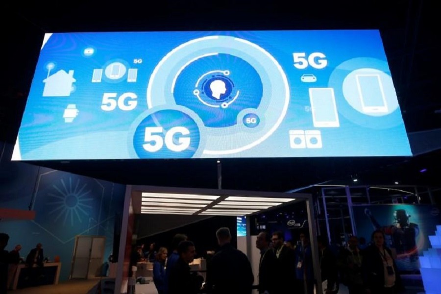 A video promotes the 5G mobile wireless standard at the Qualcomm booth during the 2017 CES in Las Vegas, Nevada January 6, 2017. Reuters