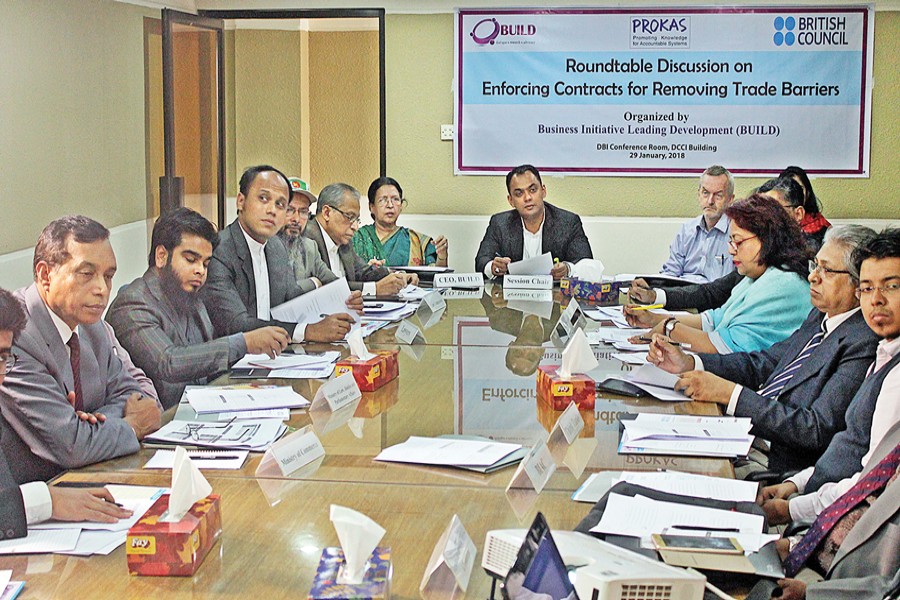 BUILD Chief Executive Officer (CEO) Ferdaus Ara Begum and other discussants are seen at the roundtable in the capital recently