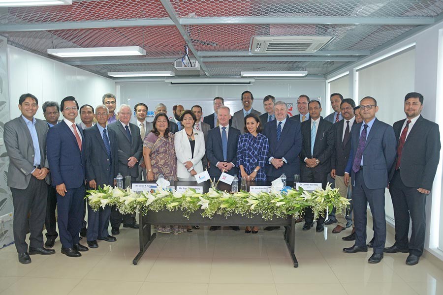 Rupali Chowdhury, Managing Director of Berger Paints and Ian Watt, Group CEO and Director, Fosroc International Limited, seen at the agreement signing ceremony recently, for setting up a new legal entity "Berger Fosroc Limited".