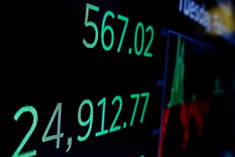 A screen displays the Dow Jones Industrial Average after the closing bell on the floor of the New York Stock Exchange, (NYSE) in New York, US, February 6, 2018. Reuters/File Photo