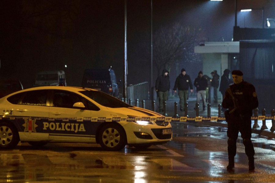 Police guard the entrance to the United States embassy building in Podgorica, Montenegro, February 22, 2018. - Reuters Photo