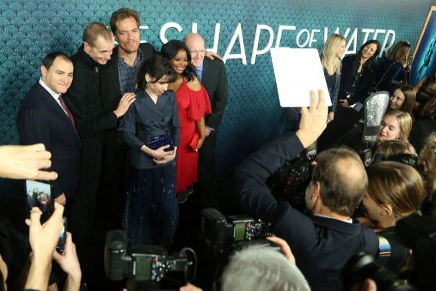 Michael Stuhlbarg, Doug Jones, Michael Shannon, Sally Hawkins, Octavia Spencer and Richard Jenkins attend the premiere of "The Shape of Water" in Los Angeles on November.- Reuters Photo