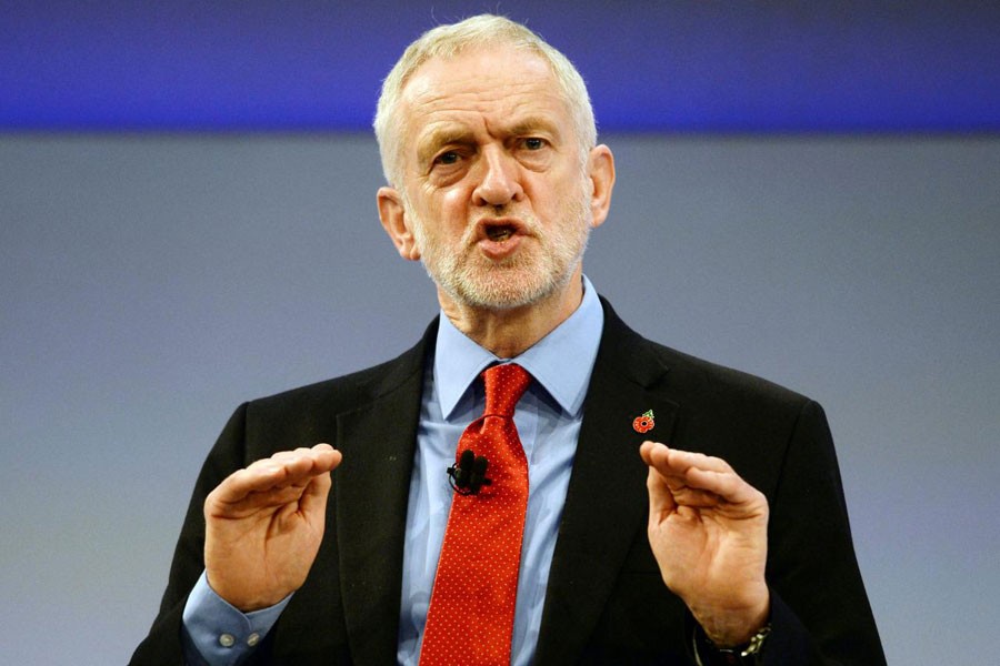 Jeremy Corbyn, the leader of Britain's opposition Labour Party speaks at the Confederation of British Industry's annual conference in London, Britain, November 6, 2017. (REUTERS)