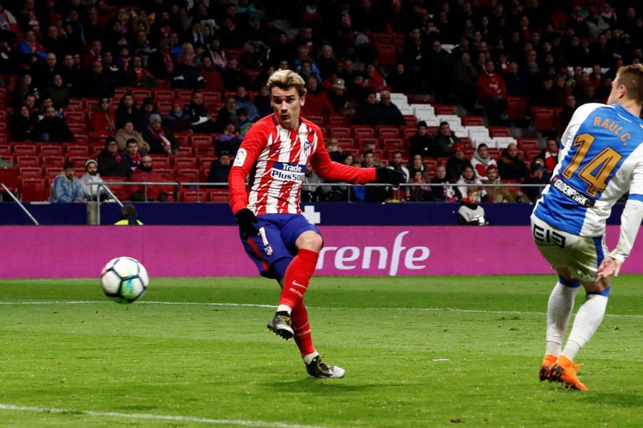 La Liga Santander - Atletico Madrid vs Leganes - Wanda Metropolitano, Madrid, Spain - February 28, 2018. Atletico Madrid’s Antoine Griezmann scores their fourth goal. Reuters.