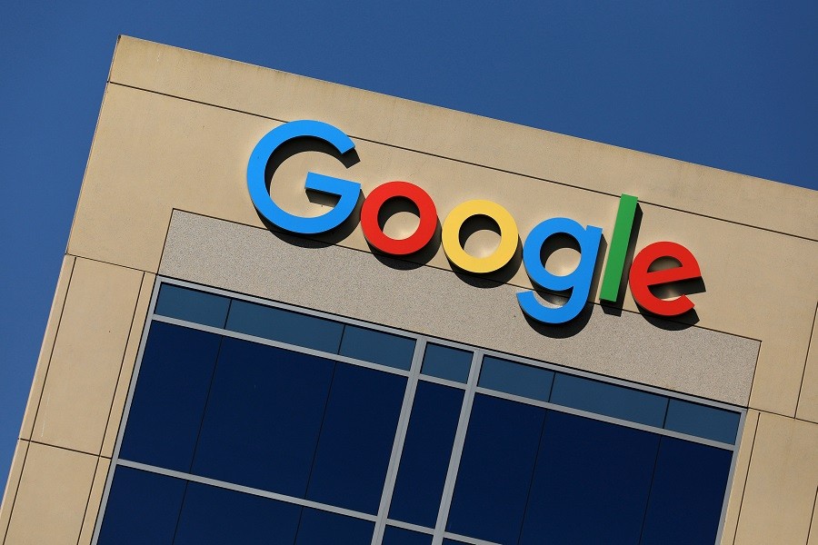 The Google logo is pictured atop an office building in Irvine, California, US August 7, 2017. Reuters/Files