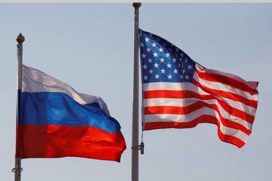 National flags of Russia and the US fly at Vnukovo International Airport in Moscow, Russia April 11, 2017. Reuters