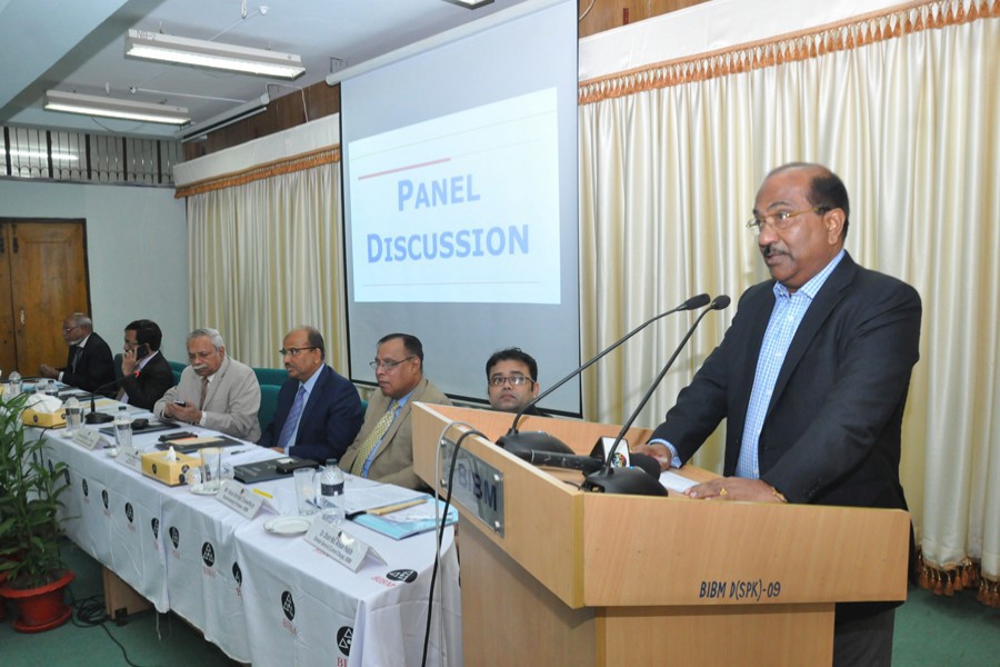 Shitangshu Kumar Sur Chowdhury, Banking Reform Advisor, Bangladesh Bank addressing a workshop titled "Benefits and Potentials of Interest Rate Hedging: Bangladesh Perspective", arranged by Bangladesh Institute of Bank Management (BIBM) in the city Thursday