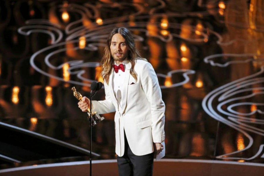 Jared Leto, best supporting actor winner for his role in "Dallas Buyers Club", speaks on stage at the 86th Academy Awards in Hollywood, California March 2, 2014. Reuters/File